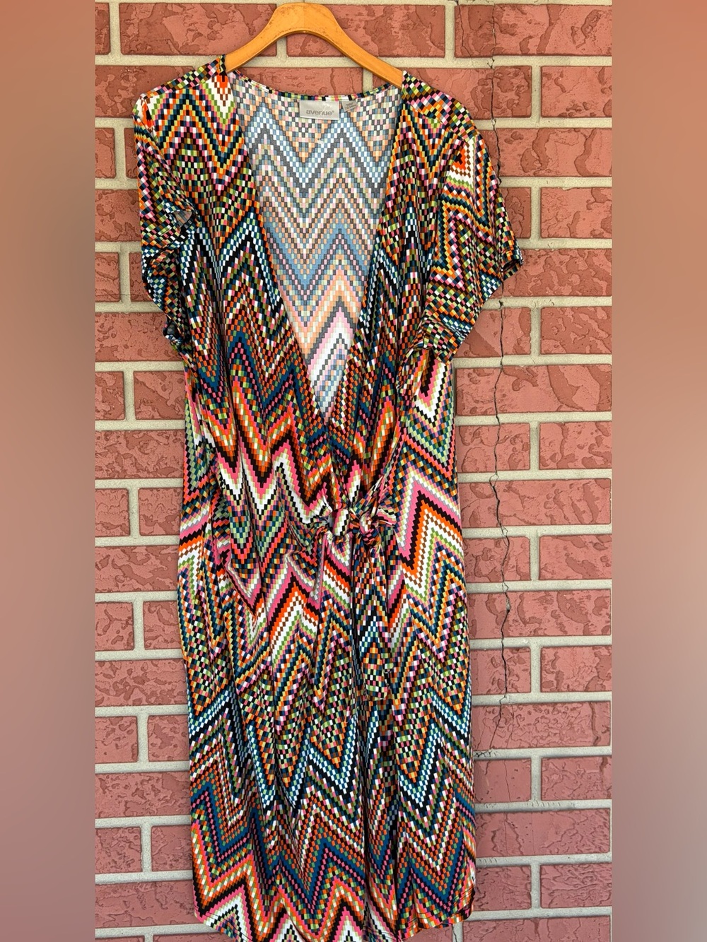 Avenue Multi-Color Zigzag V-Neck Maxi Dress